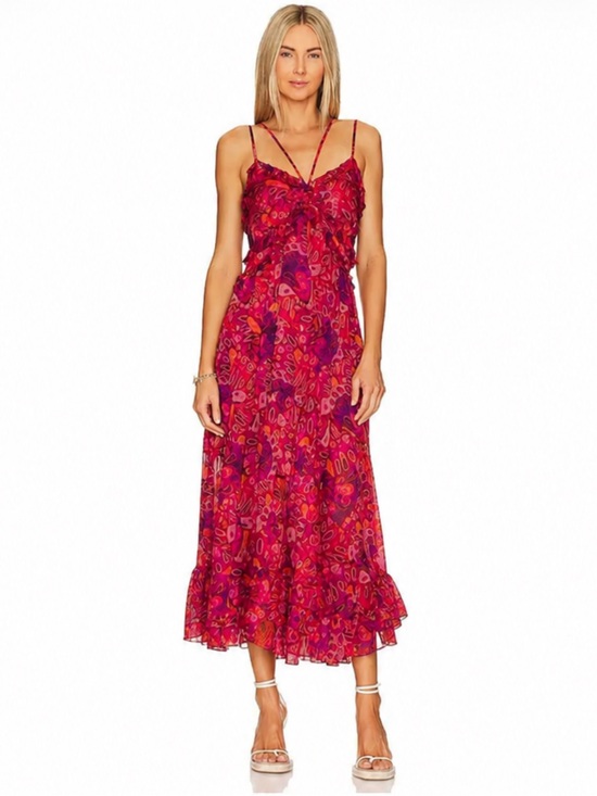 Misa Los Angeles Dresses & Skirts - Misa Los Angeles Adrienne Midi Dress Revolve Long Wedding Guest Red Floral XS